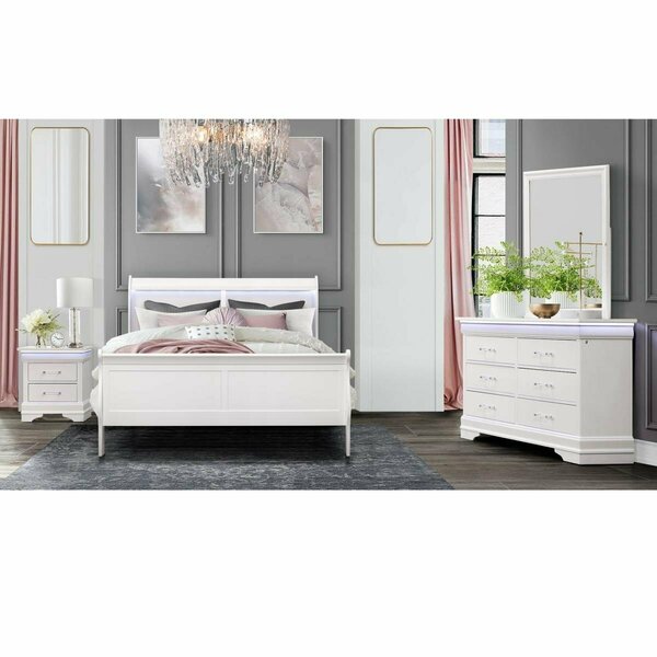 Global Furniture Usa Charlie Bed, White - King Size CHARLIE-WHITE-KB